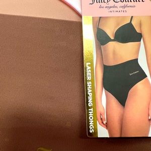 New NWT Juicy Couture 3-Pack Laser Shaping Thongs Black Label Logo Intimates